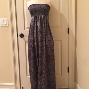 Women’s Strapless Leopard Print Maxi Coverup - Gray